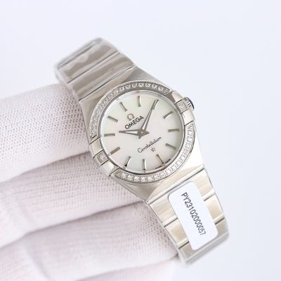 Omega Constellation 27MM Cal1376 Quartz Movement 316L Steel Lady Silver Bezel Watch